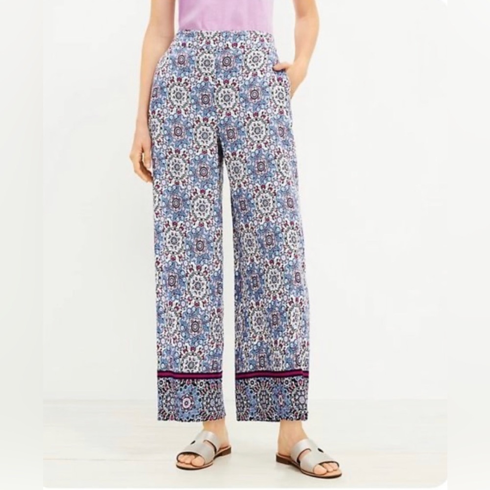 LOFT fluid wide leg crop pants women’s size Large